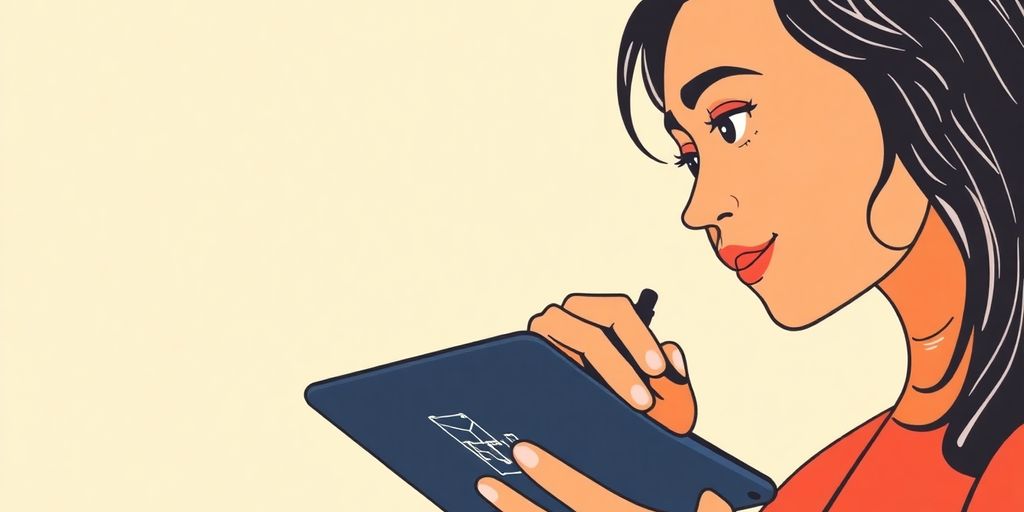 A person sketching engineering designs on a tablet.