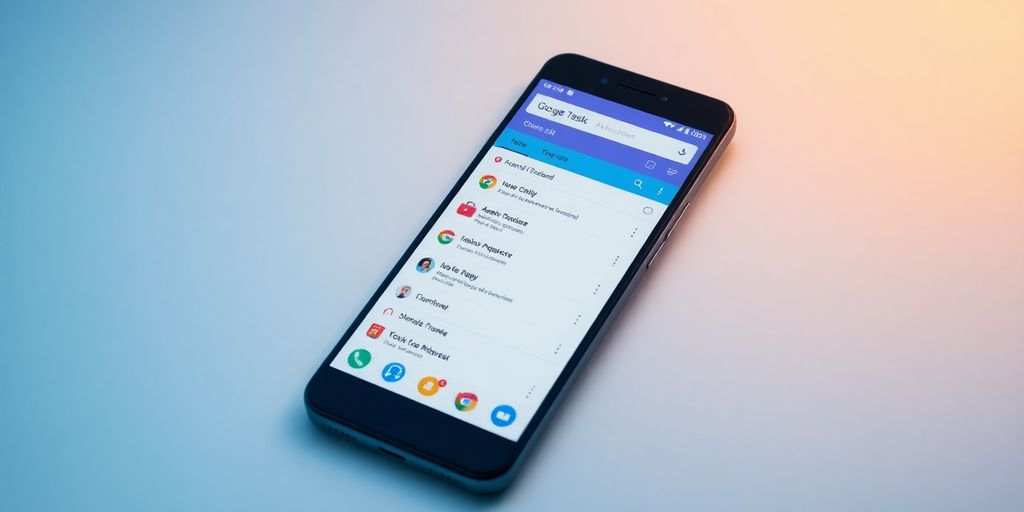 Smartphone mit Google Tasks App und To-Do-Liste.