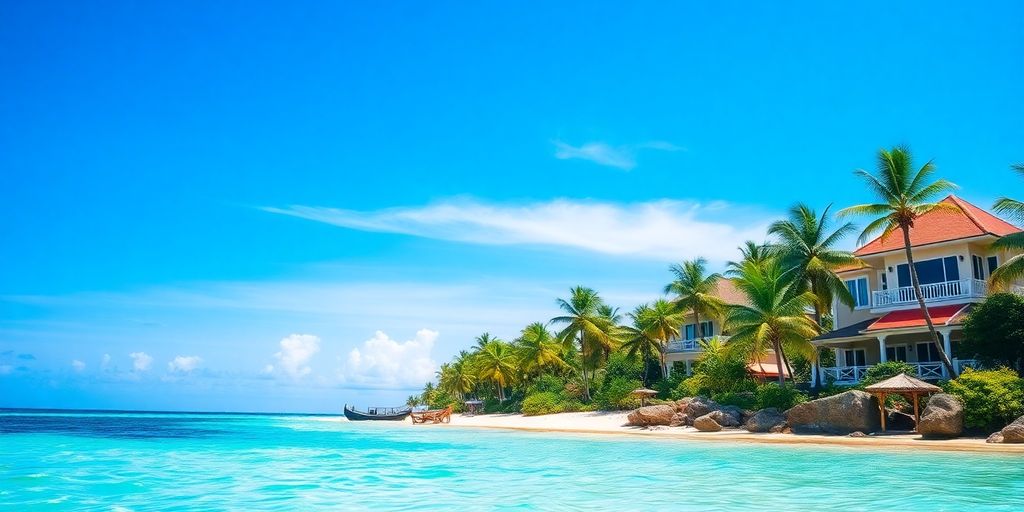 Tropical beach in Thailand with luxurious properties.