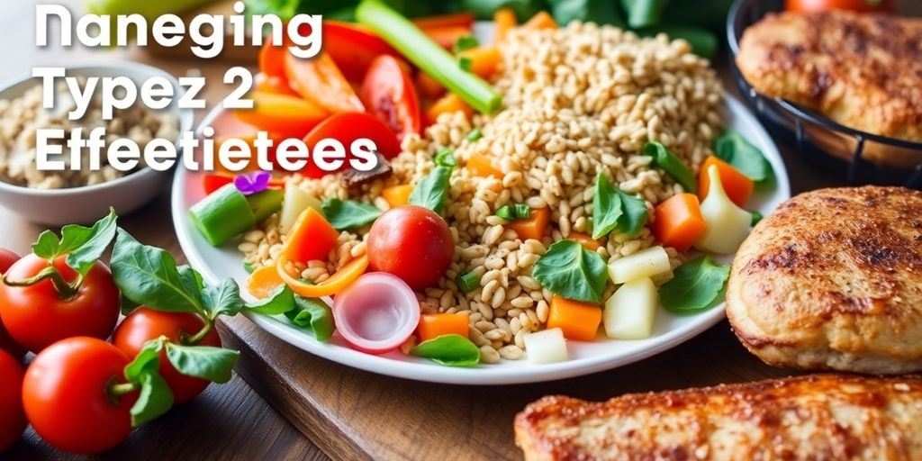 Healthy meal for Type 2 diabetes management on a table.