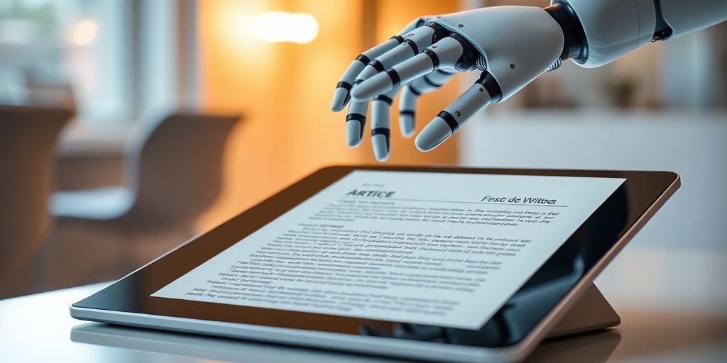 Chatbot crafting article on tablet