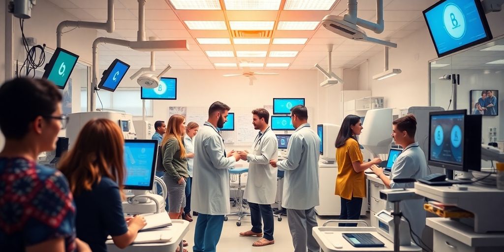 Innovative healthcare professionals collaborating in a modern environment.