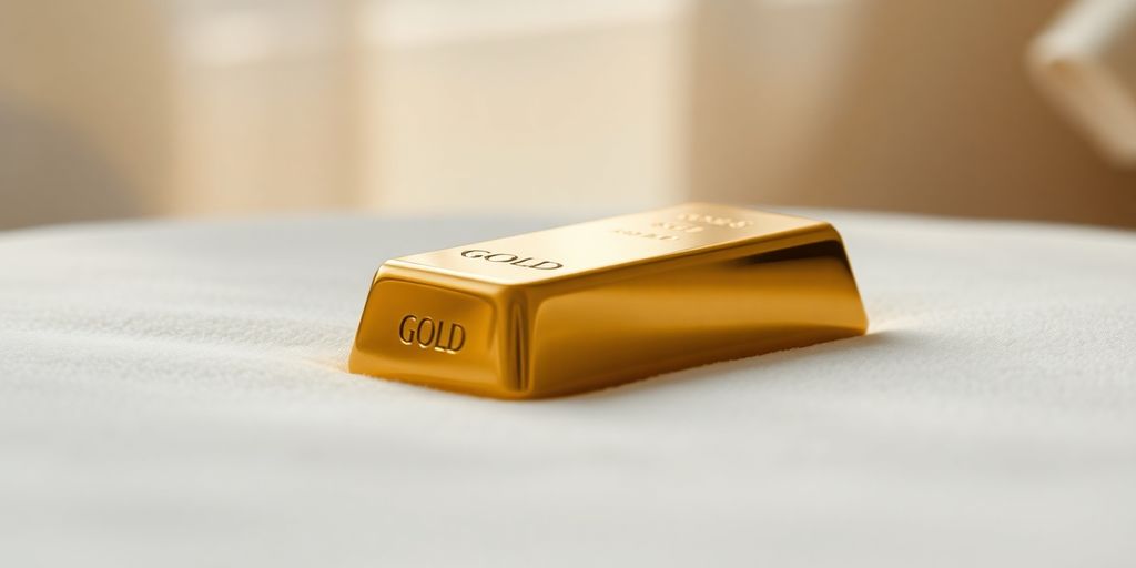 Lingot d'or sur un fond en velours.