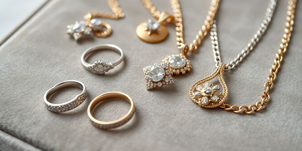 Bijoux élégants sur une surface en velours.