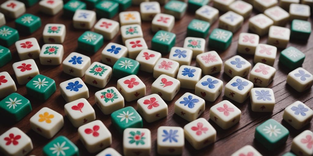 Adorable mahjong tiles forming a heart pattern.