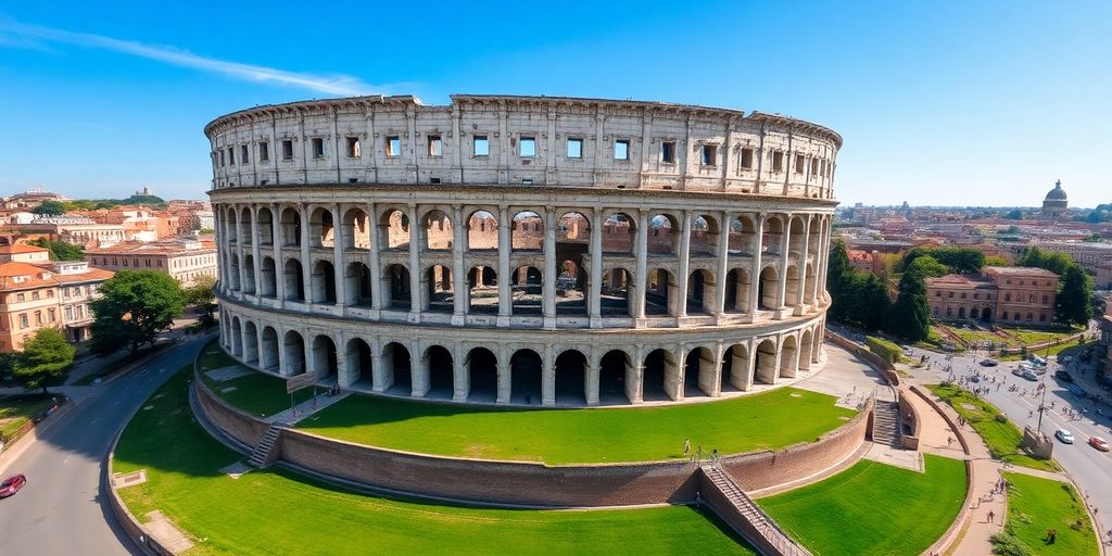 Vue aérienne du Colisée à Rome.