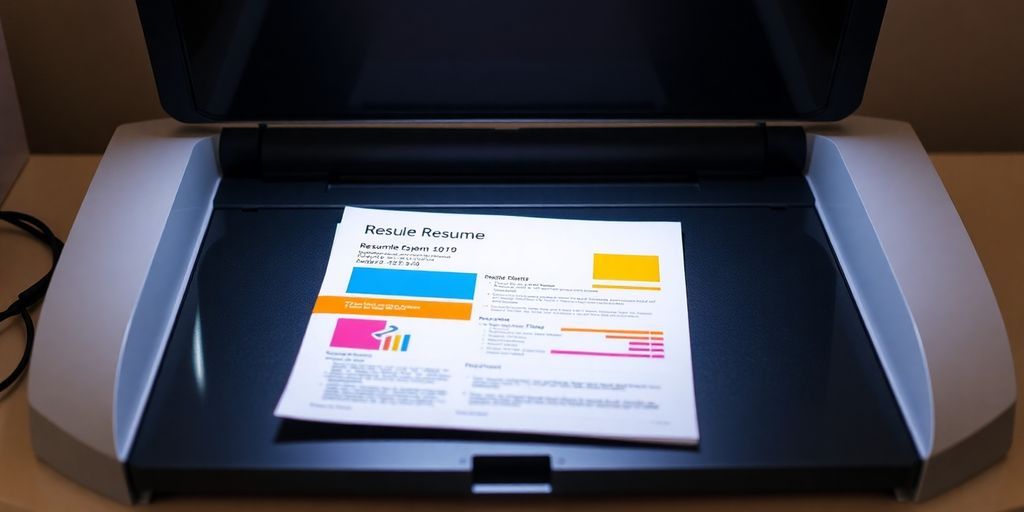 Colorful resume and scanner