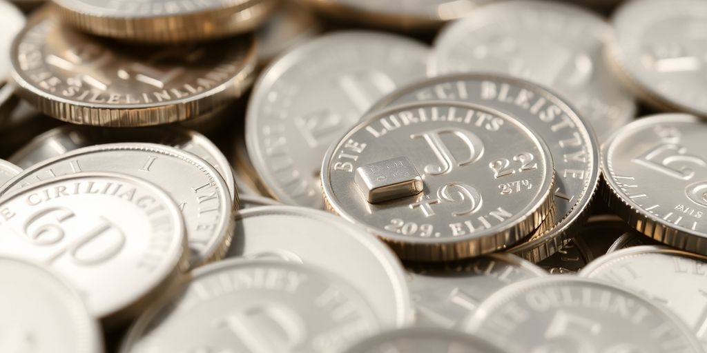 Pièces d'argent luisantes empilées de manière attrayante.