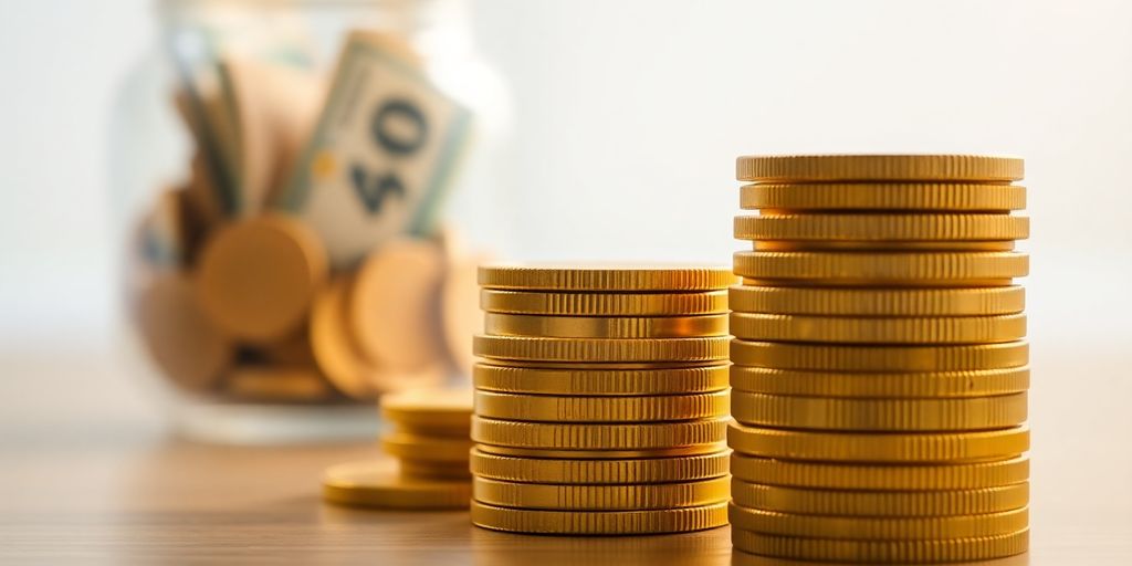 Des pièces d'or brillantes empilées sur un fond flou.