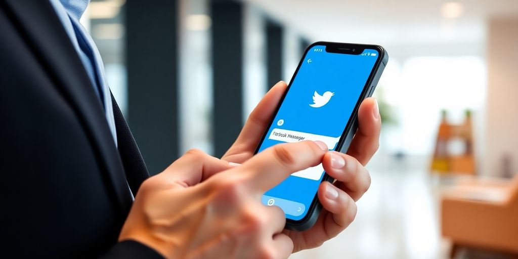 Osoba koristi Facebook Messenger u poslovnom okruženju.