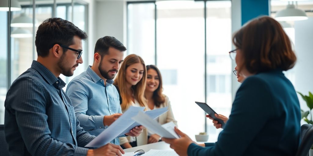 So planen Sie Ihren Personalbedarf optimal mit Zeitarbeit Personen planen Arbeitskräfte mit blauen Akzenten.