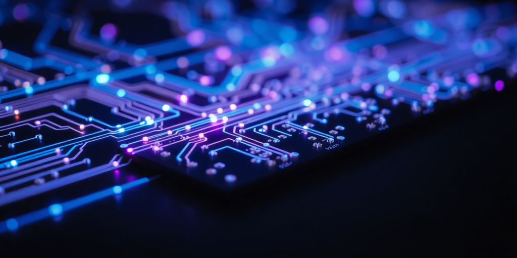 Future tech, bright, dynamic, interconnected, innovative.