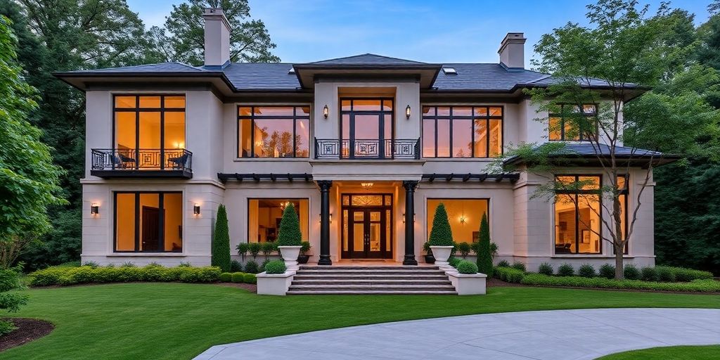 Luxurious modern Buckhead home exterior.