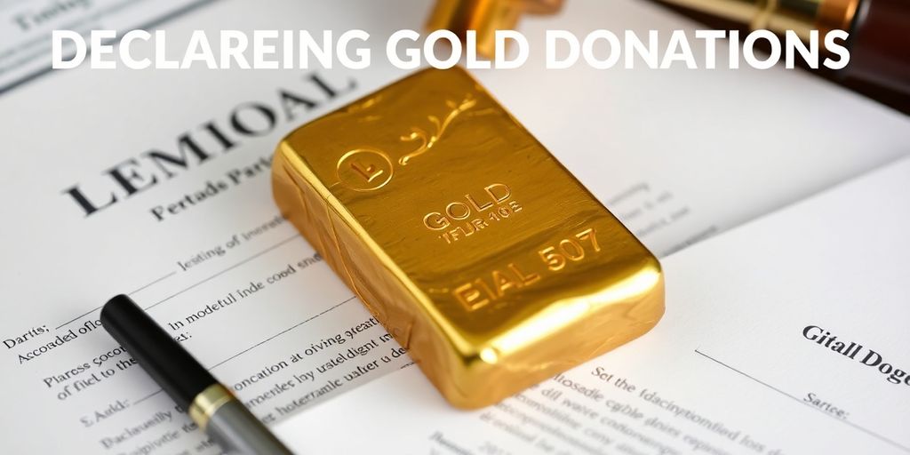 Ingot d'or et documents juridiques en arrière-plan.