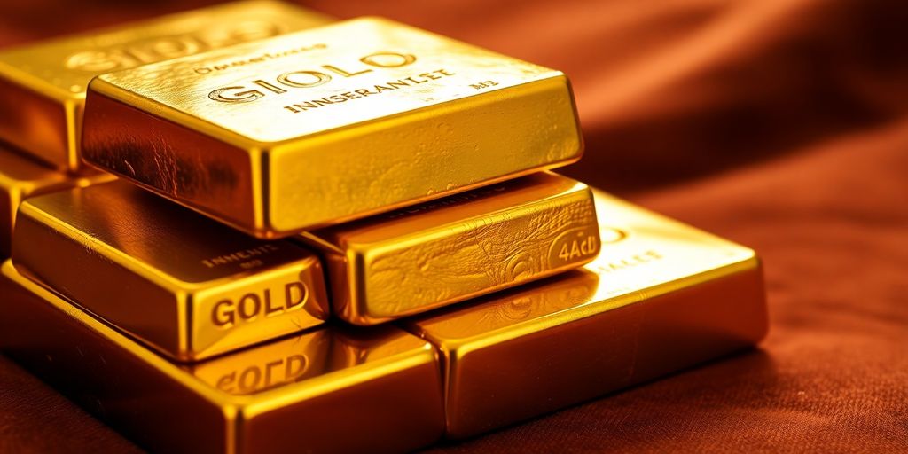 Ingot d'or sur fond en velours.