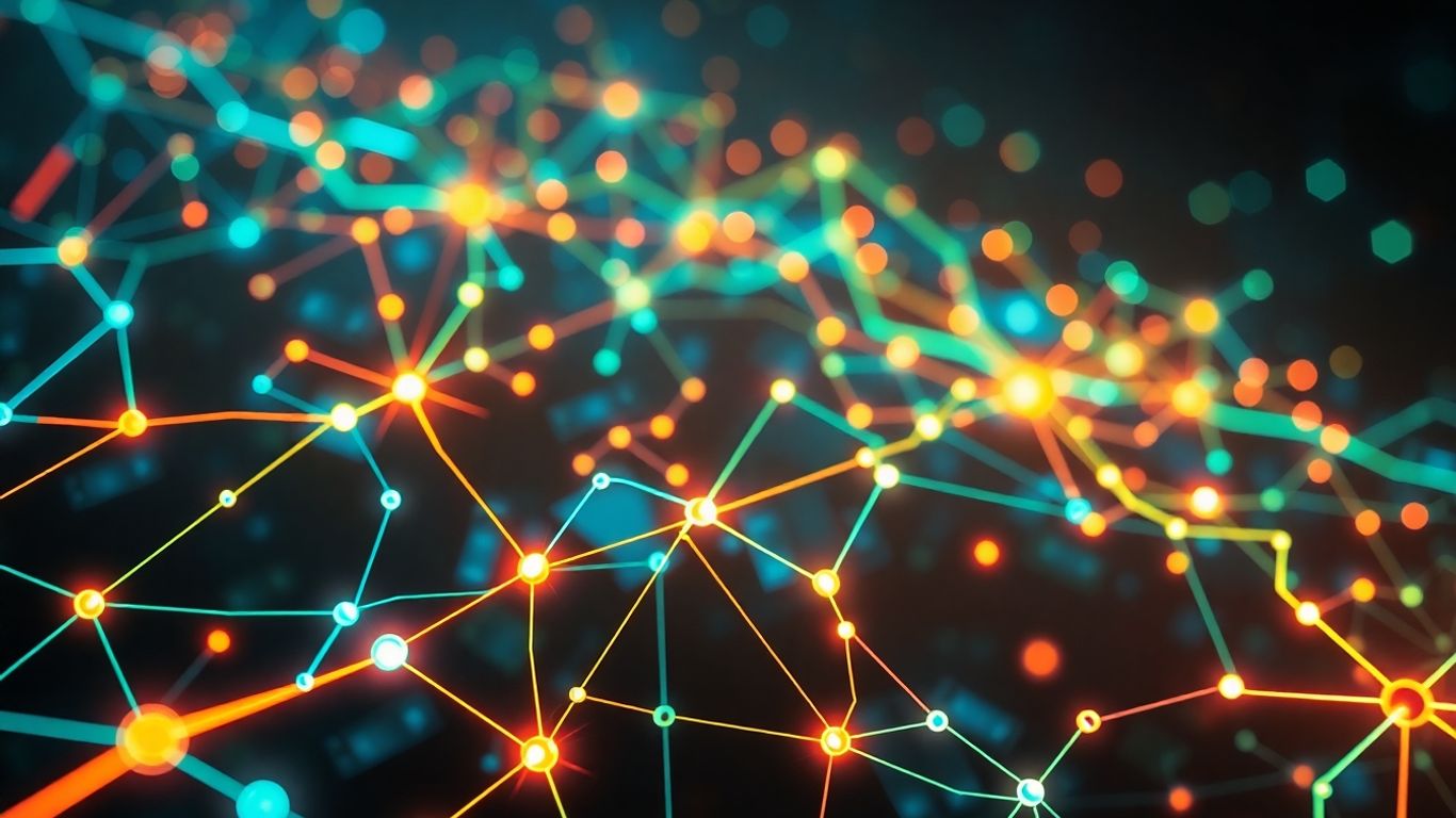 Interconnected nodes and glowing pathways