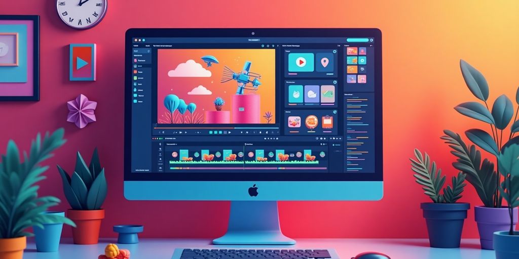 AI-powered video editing tools on a computer screen.