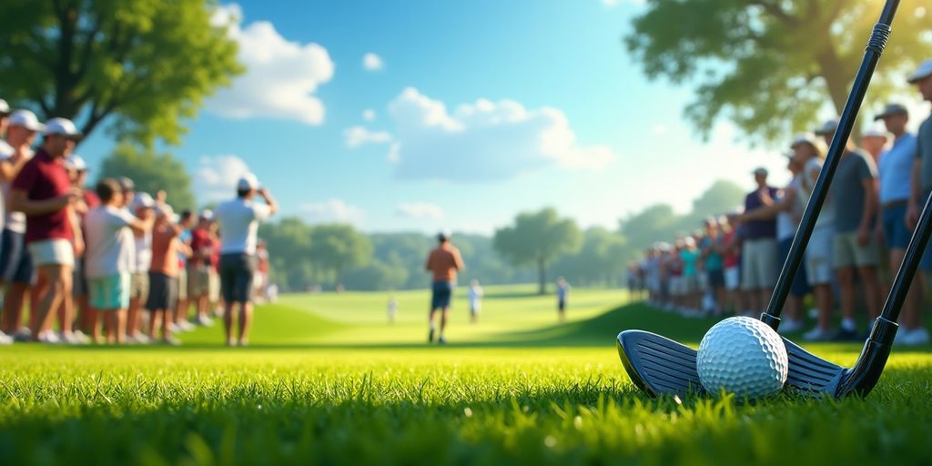 Golf players competing in a lively PGA tournament.