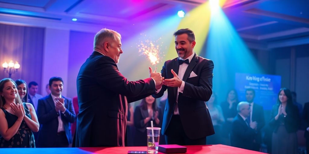 Magician performing at a corporate event in Nottingham.