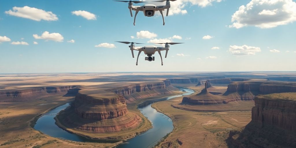 Vue aérienne du Nebraska avec un drone volant.