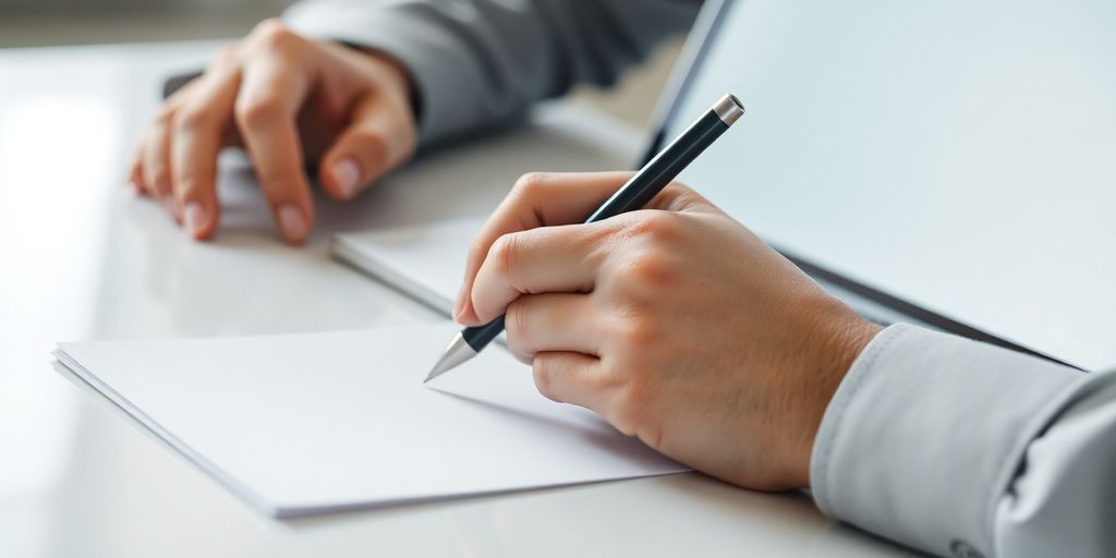 Person writing a cover letter.