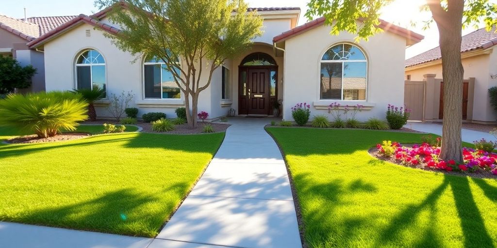 Charming house exterior in Henderson, Nevada for sale.