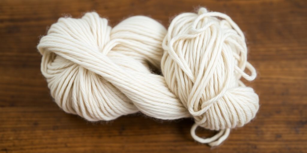 Two yarn skeins, one thick and one thin.