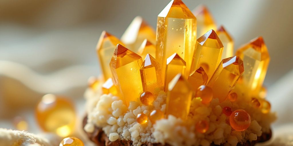 Primo piano di un cristallo di citrino giallo