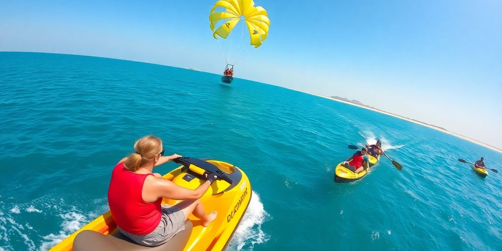 Adventure sports in Abu Dhabi's clear blue waters.