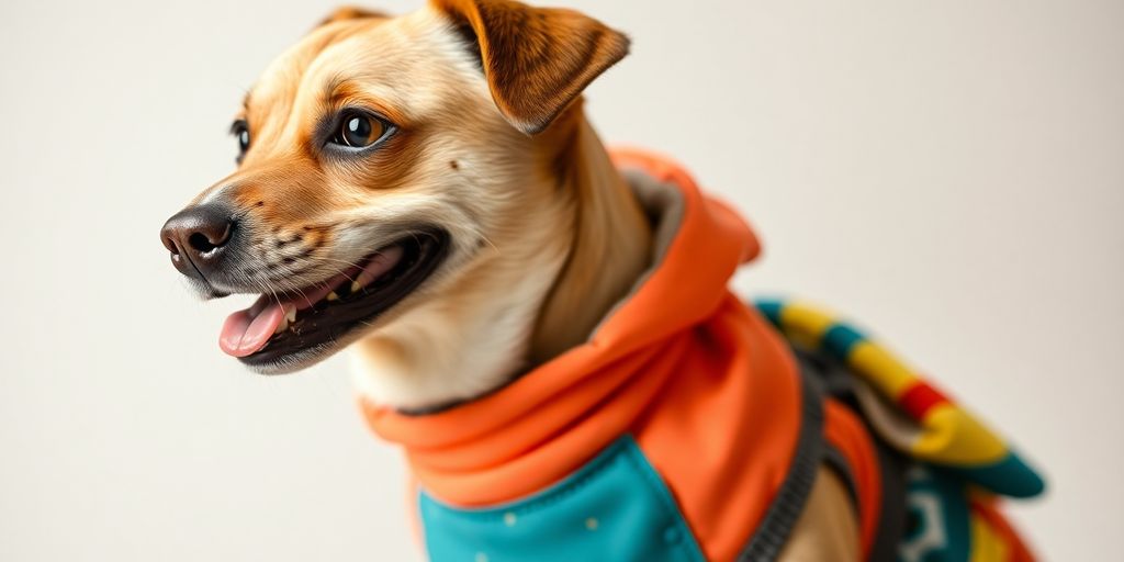 Adorable dog wearing a stylish, custom-designed outfit.