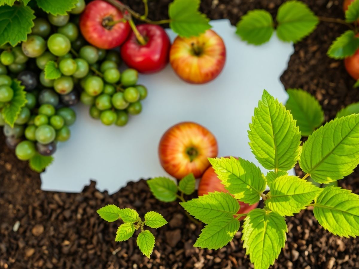 Hărți, plante verzi, struguri, mere, simboluri de protecție.