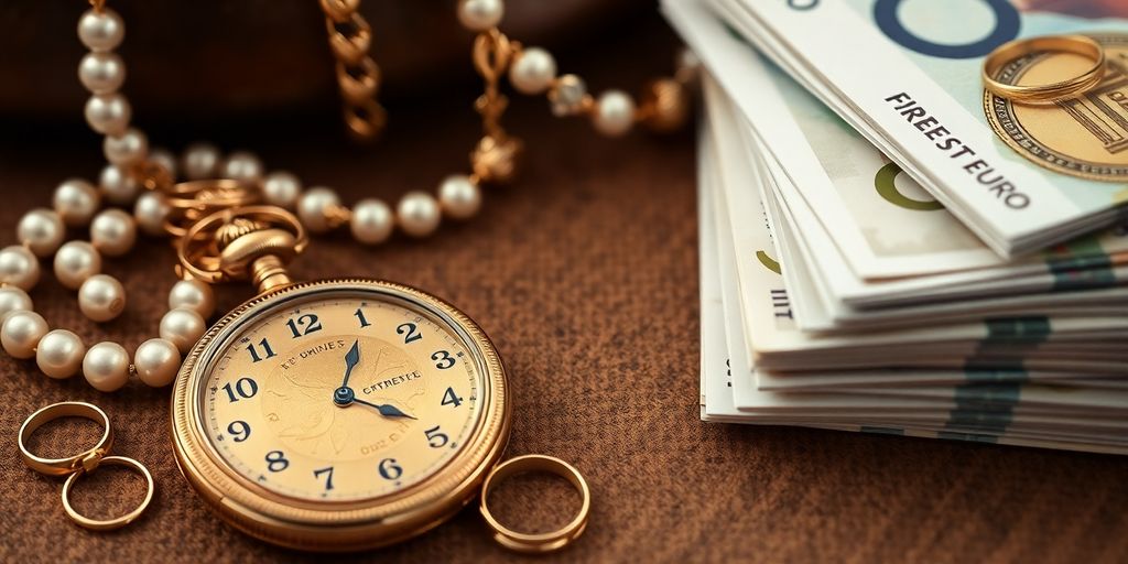 Bijoux, horloge, et billets, gage