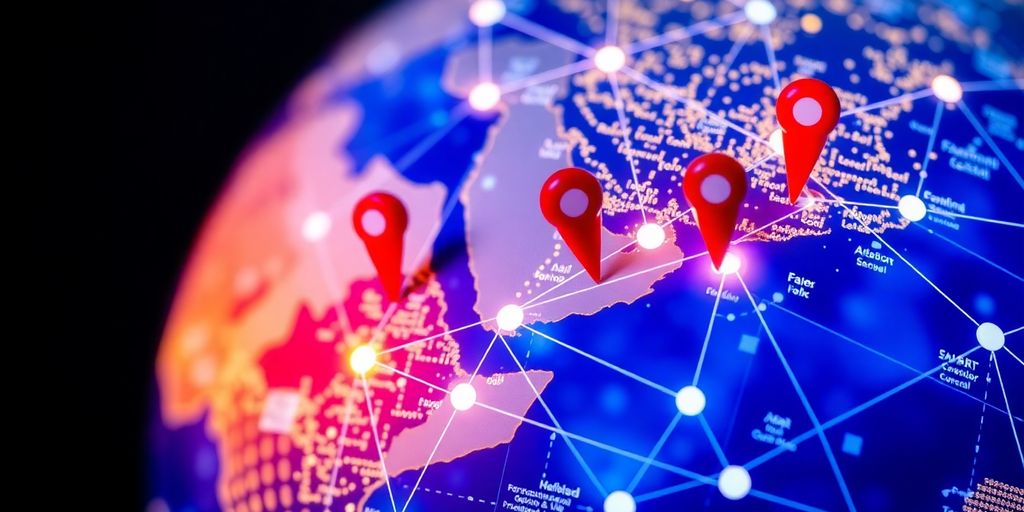 Globe with digital connections illustrating IP geolocation.