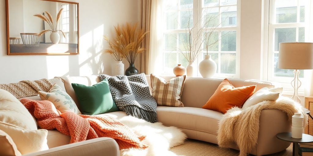 Cozy living room vignettes with discounted home decor.