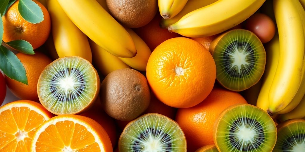 A colorful assortment of calcium and magnesium-rich fruits.
