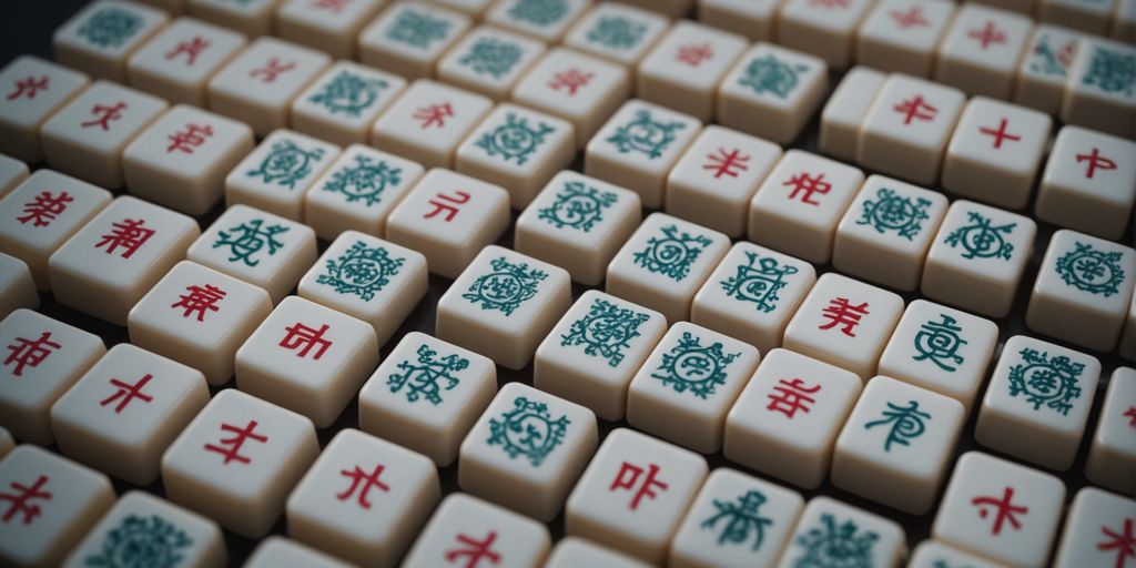 Mahjong tiles with numbers in a grid layout.