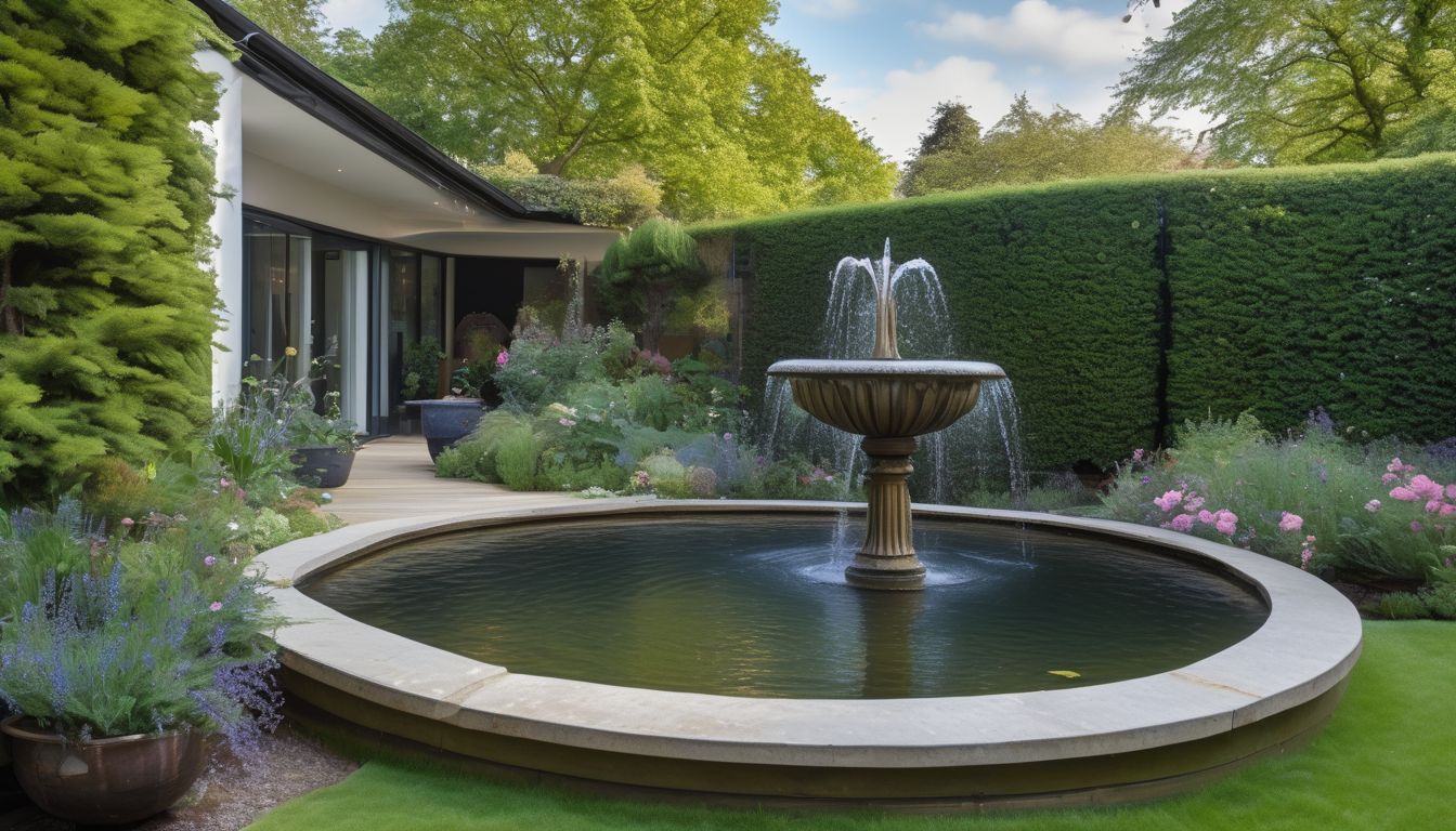 pond fountain London garden