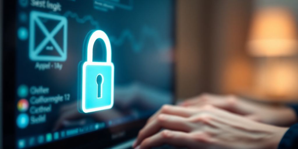 Cadeado digital seguro em tela de computador