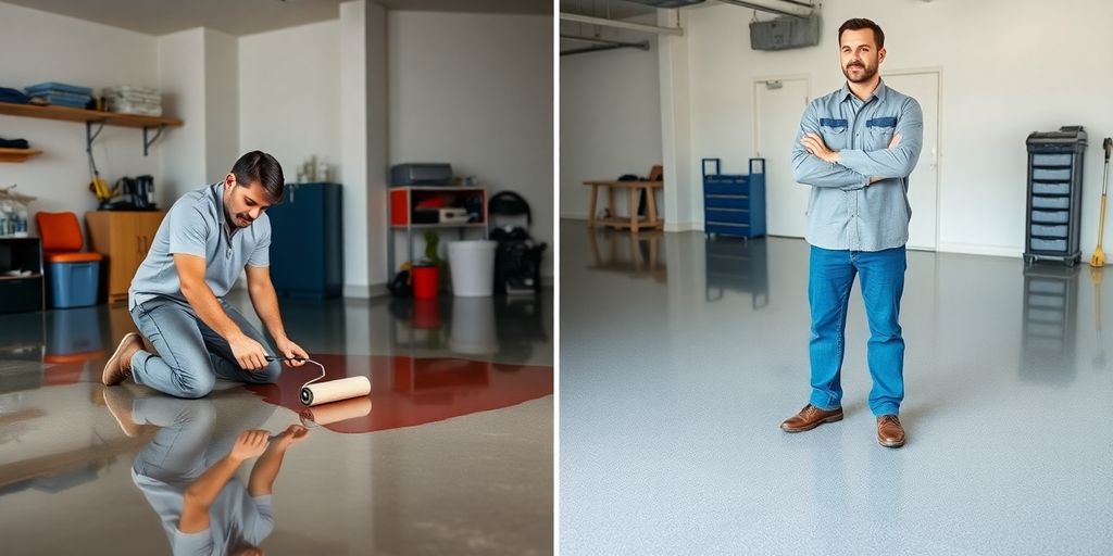 Man applying epoxy, professional overseeing.