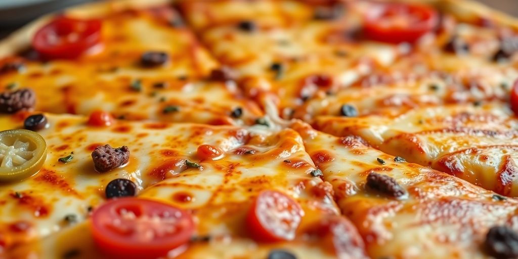 Close-up of a delicious Domino's pizza with toppings.