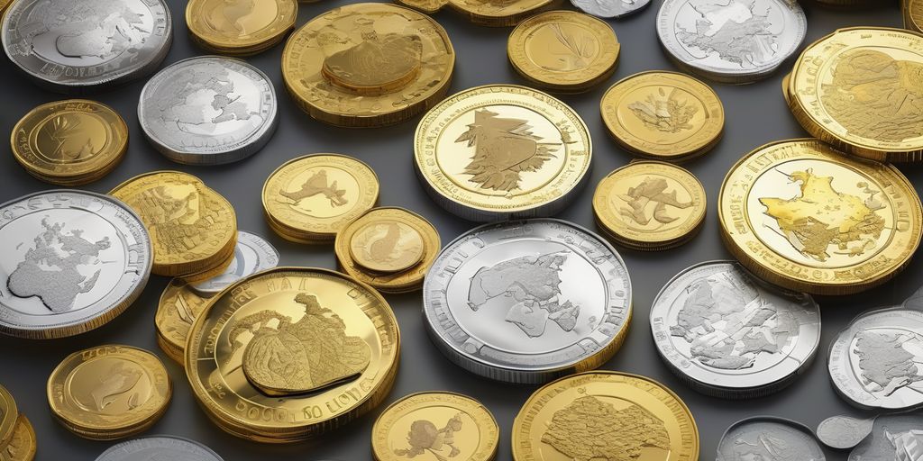 global economy with gold and silver coins