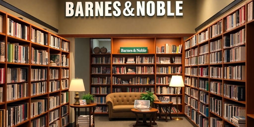Barnes & Noble bookstore interior with books and cozy seating.