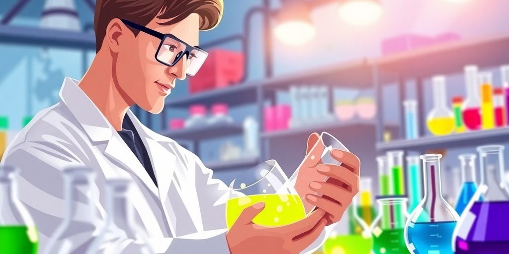 Chemist examining lab samples for quality control.