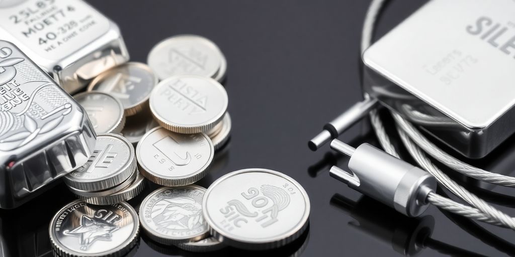 Différents types d'argent monétaire et industriel en photo.