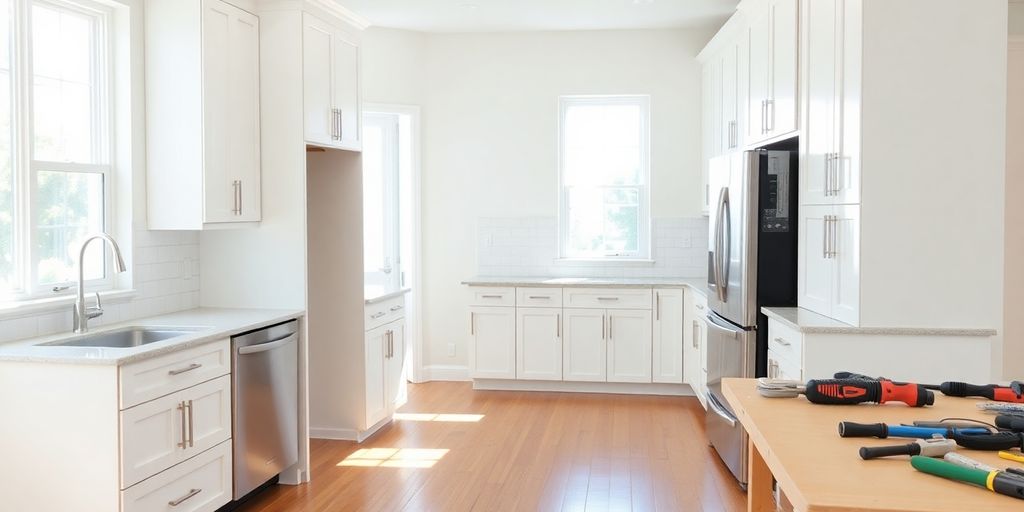Modern home kitchen renovation in progress.