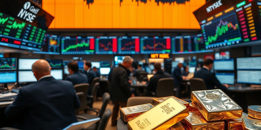 Bourse de métaux avec traders et graphiques dynamiques.