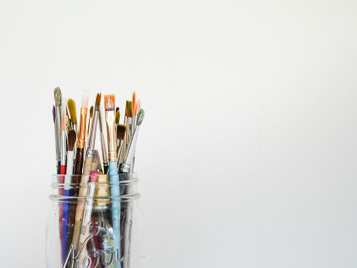 mason jar of paintbrush lot