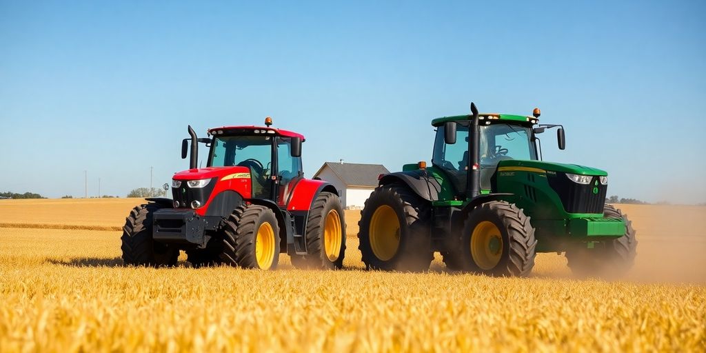 Traktoren, Felder, Bauernhof, kooperatives Farmen