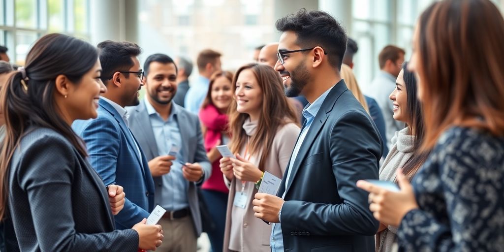 Inmigrantes construyendo red profesional en Canadá.