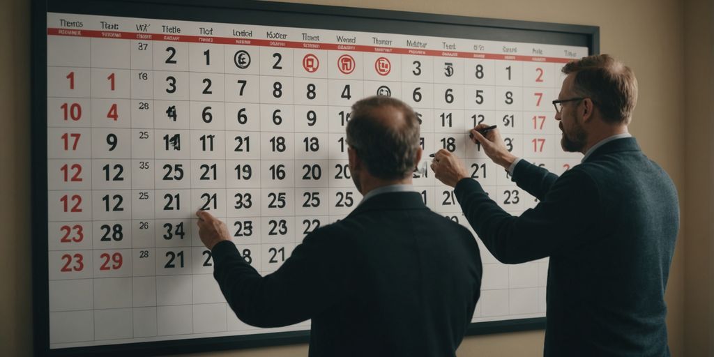 Family planning schedule with calendar and trust symbols